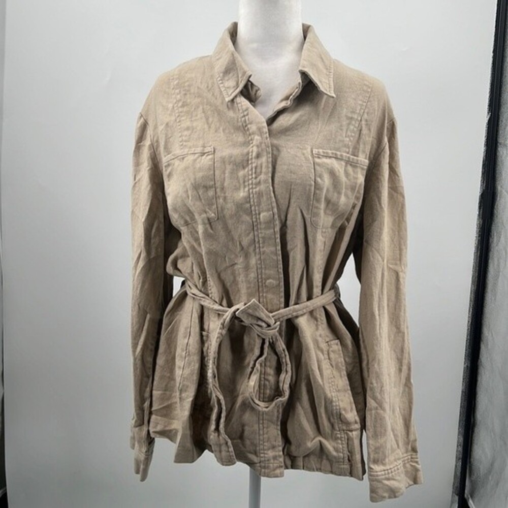 Vintage 100% Linen Beige New York Jones Country Shacket 16W